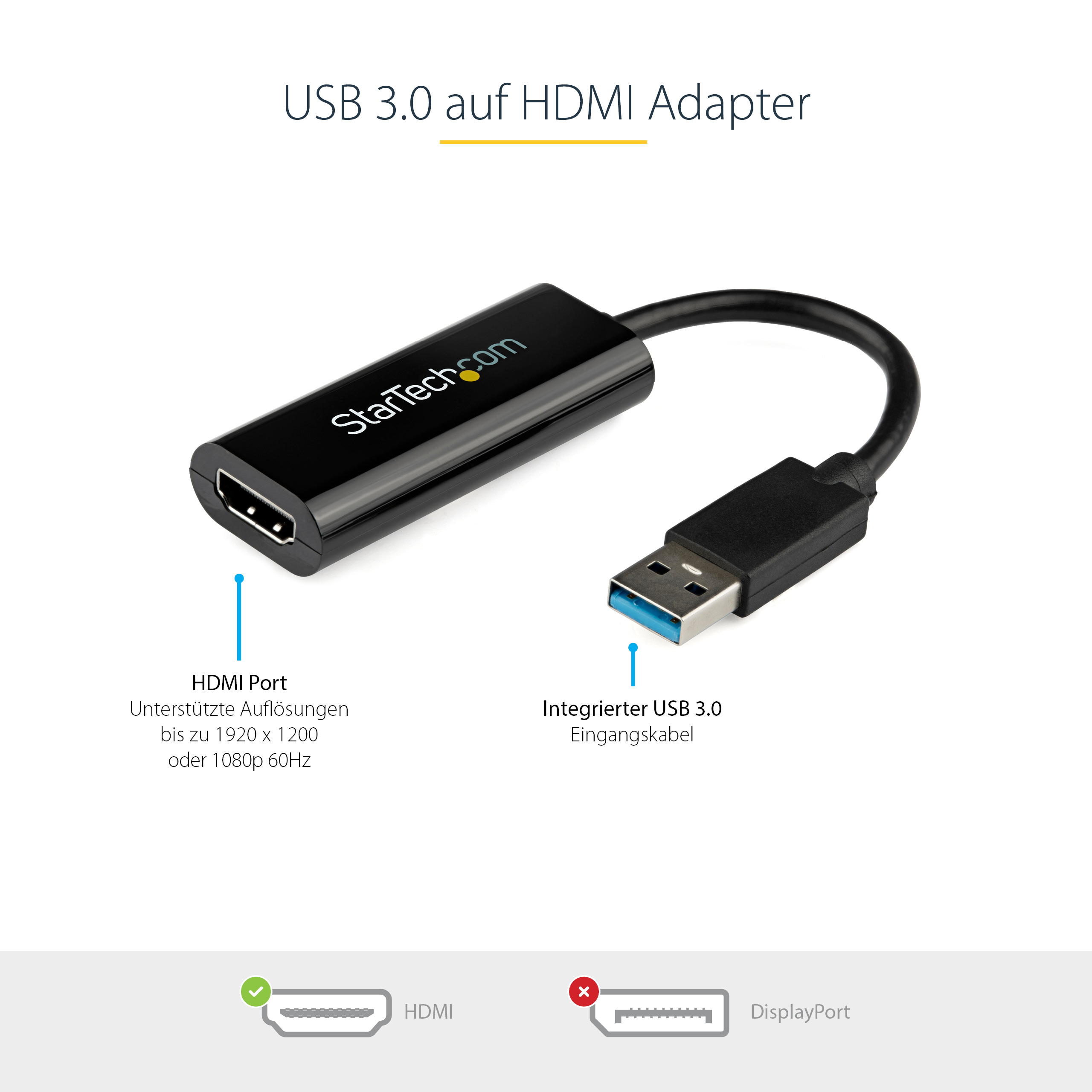 STARTECHCOM Slim USB 30 to HDMI External Video Card Multi Monitor Adapter 1920x1200 1080p