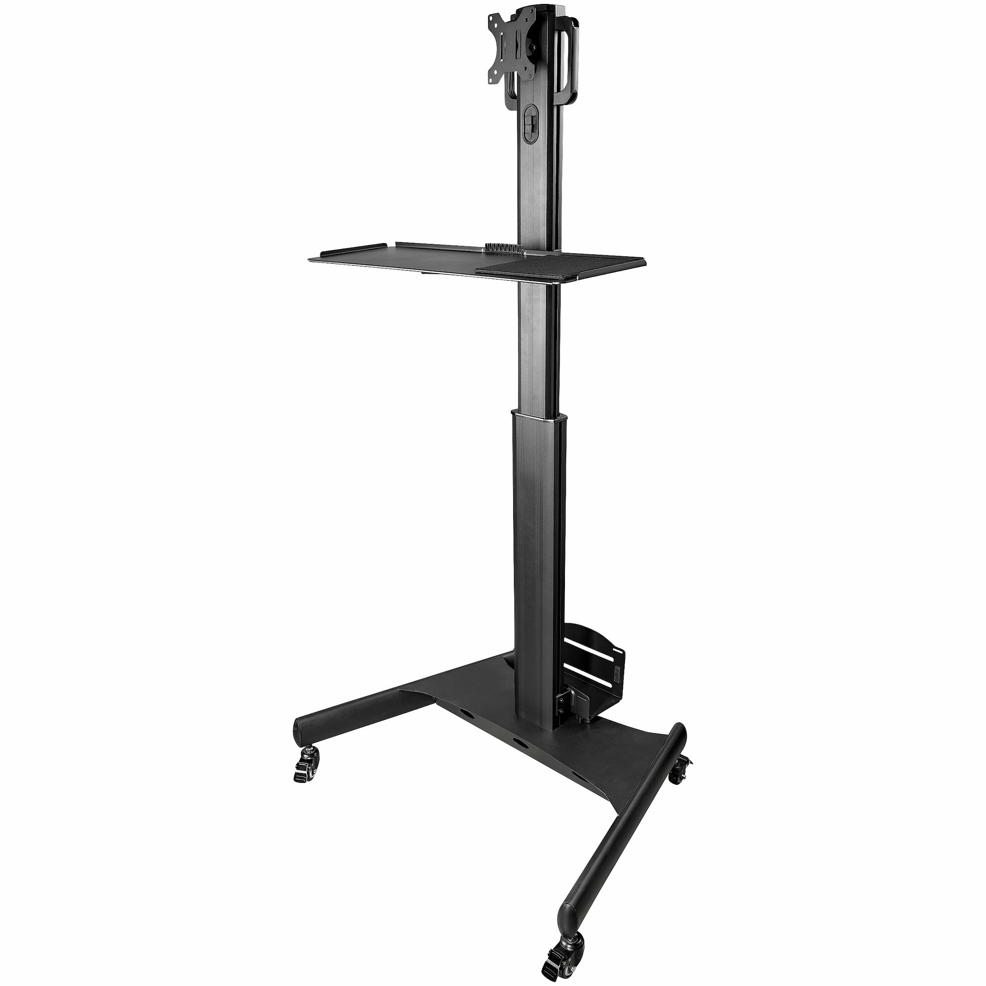 STARTECHCOM Computertisch mit Rollen und Monitorhalterung CPUPCHalter Tastaturablage Ergonomischer Desktop Computerwagen