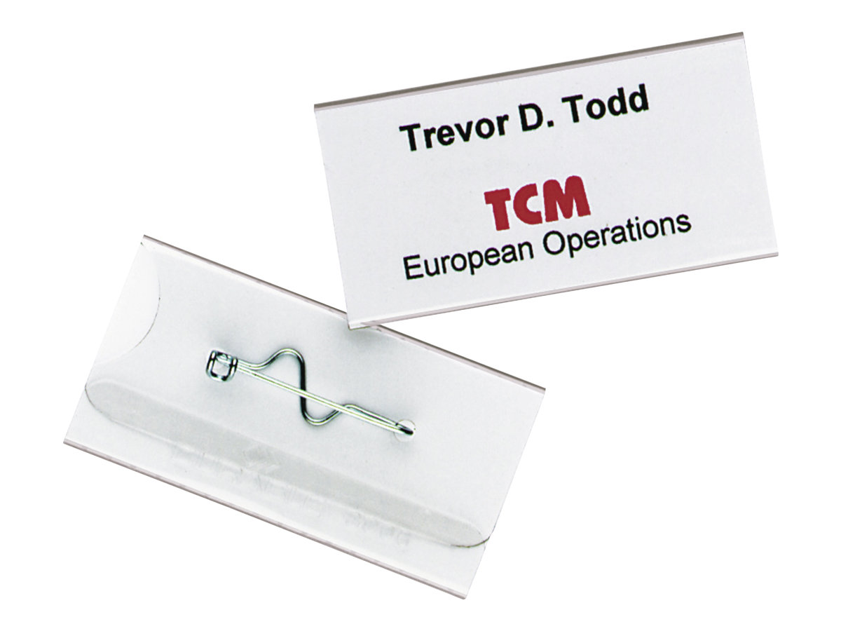100 DURABLE Namensschilder mit Nadel 6,0 x 3,0 cm