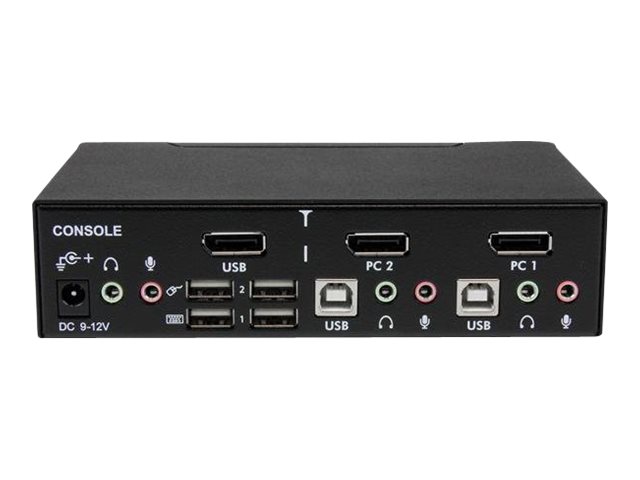 StarTech.com 2 Port DisplayPort USB KVM Switch - DisplayPort KVM Umschalter mit Audio - Hochauflösender DisplayPort Desktop Umschalter - KVM-/Audio-Switch - 2 Anschlüsse