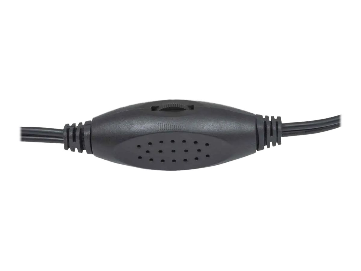 MANHATTAN 2600 Series Stereolautsprecher über 3,5 mm-Klinkenstecker Strom über USB-A kompaktes Format für PCs und Notebooks schwarz