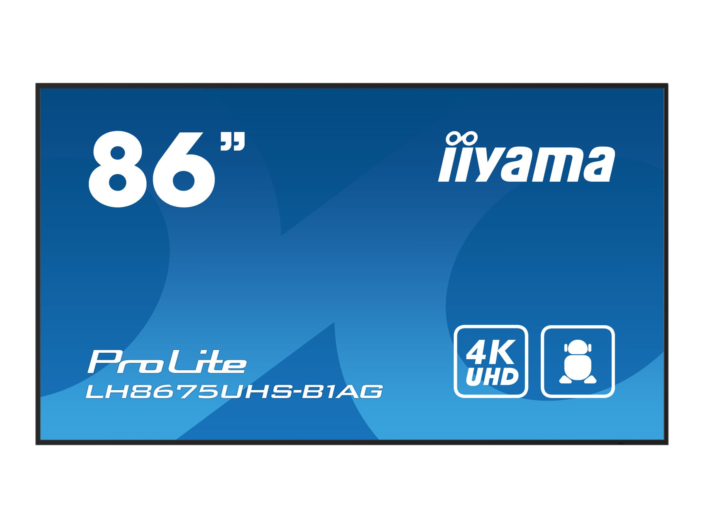 IIYAMA LH8675UHS-B1AG 218,44cm 86Zoll 3840x2160 UHD IPS panel Haze 25perc 500cd/m2 Landscape and Portrait Signal FailOver Speakers 2