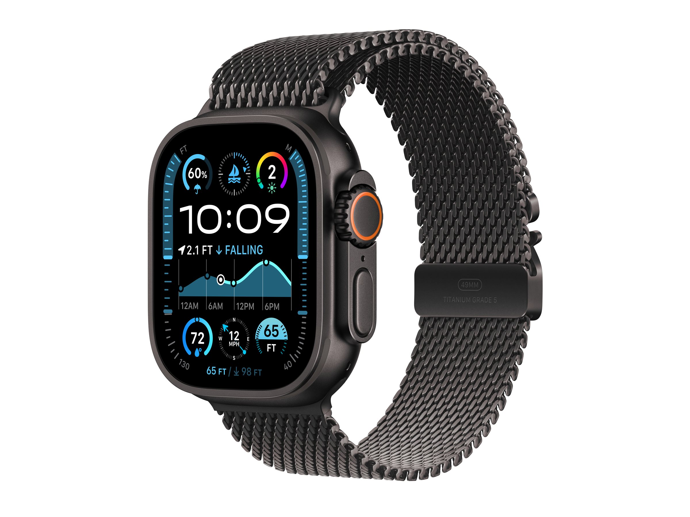 APPLE Watch Ultra 2 GPS + Cellular 49mm Black Titanium Case with Black Titanium Milanese Loop - S APPLE Watch Ultra 2 GPS + Cellular 49mm Black Titanium Case with Black Titanium Milanese Loop - S