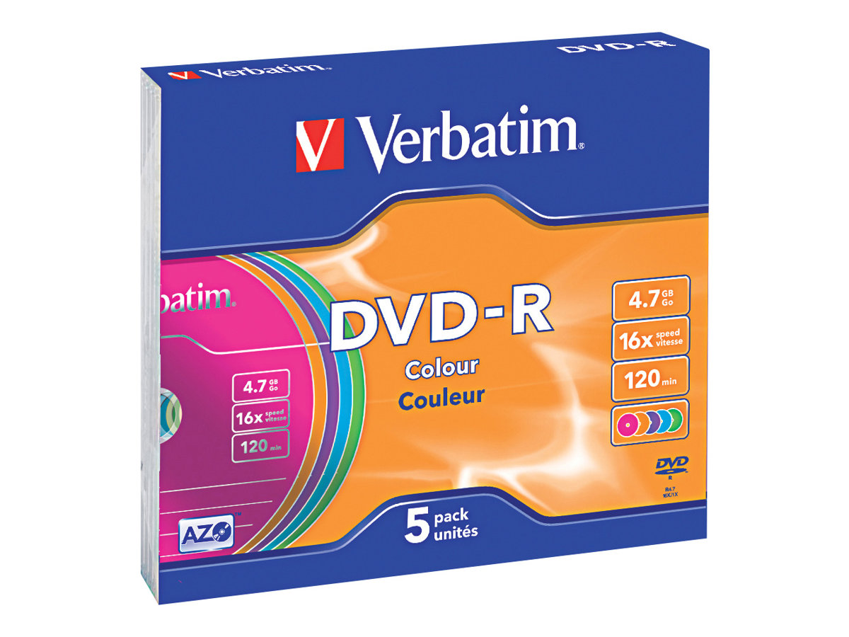 DVD-R  Verbatim 4,7GB  5pcs Slim J. Colour 16x