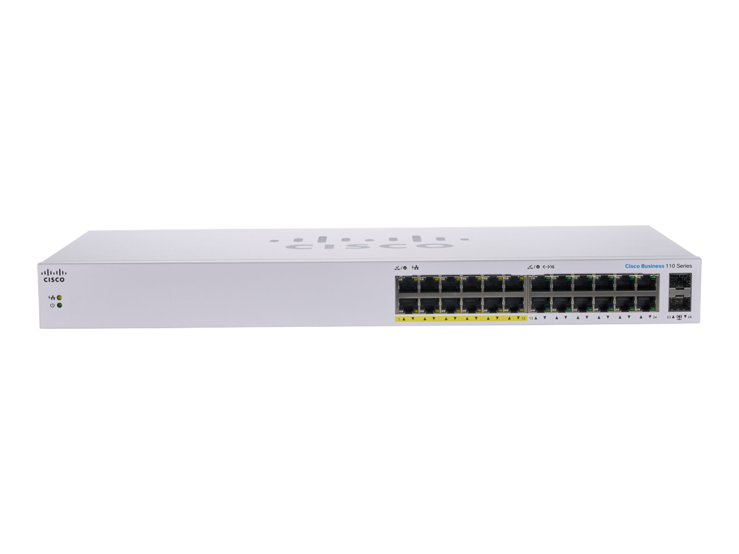 CISCO Business Switching CBS110 Unmanaged 24-port Gigabit Partial PoE 2x1G SFP Shared CISCO Business Switching CBS110 Unmanaged 24-port Gigabit Partial PoE 2x1G SFP Shared