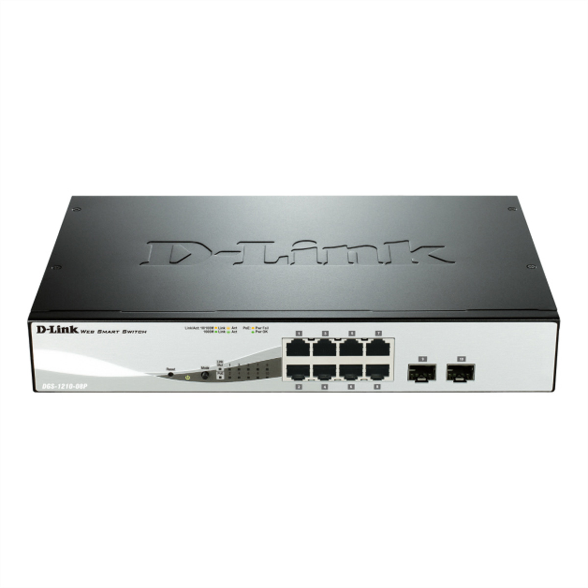 D-LINK DGS-1210-08P/E 8-Port smart managed PoE Gigabit Switch 8x 10/100/1000B 2x SFP Slot 65W PoE Kapazität Metallgehäuse