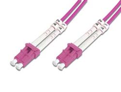 DIGITUS LWL Patchkabel LC zu LC Multimode OM4 -2m  Duplex Farbe  RAL4003, Länge 2m