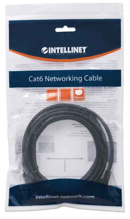 INTELLINET Netzwerkkabel Cat6 UUTP CCA Cat6kompatibel RJ45SteckerRJ45Stecker 5,0 m schwarz