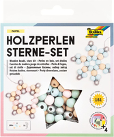 folia PerlenSet Holzperlen Sterne pastell