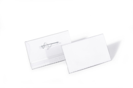 100 DURABLE Namensschilder mit Nadel 7,5 x 4,0 cm