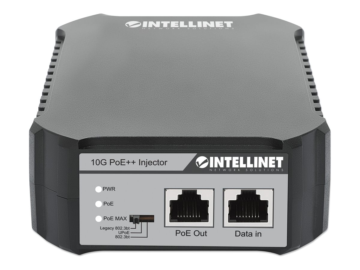 INTELLINET 10G PoE++ Injektor ein 95 Watt-Port IEEE 802.3bt-konform 4PPoE Kunststoffgehäuse optionale Wandmontage INTELLINET 10G PoE++ Injektor ein 95 Watt-Port IEEE 802.3bt-konform 4PPoE Kunststoffgehäuse optionale Wandmontage