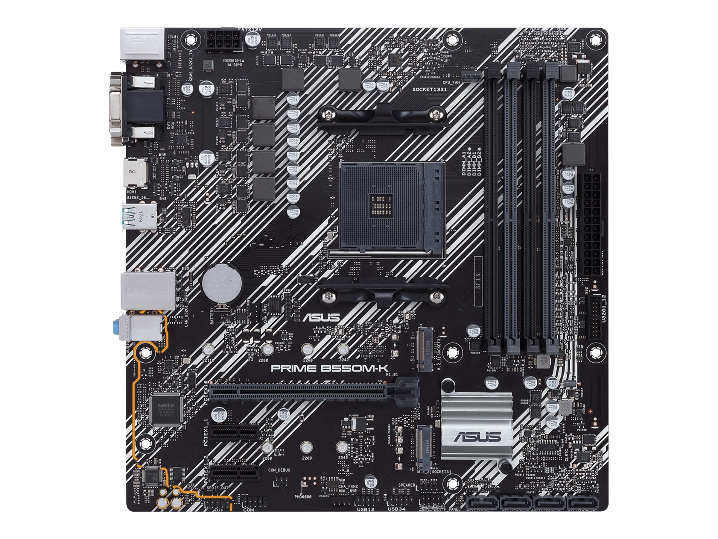 ASUS PRIME B550MK mATX MB dual M2 PCIe 40 1Gb Ethernet HDMIDSubDVI SATA 6Gbps USB32 Gen 2 TypeA