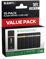 EMTEC USBSticks Flash Drives rot, gelb, blau, grün, lila 16 GB, 10 St