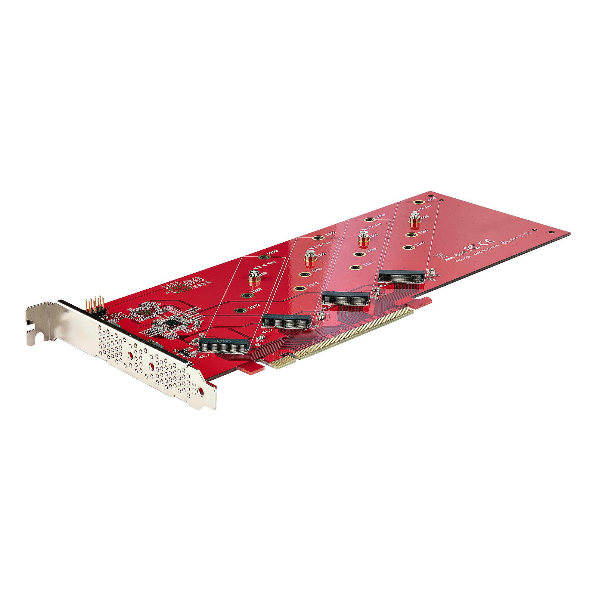 STARTECHCOM Quad M2 PCIe Adapterkarte PCI Express 40 x16 auf Vierfach NVMe oder AHCI MKey M2 SSDs 7,8GBits je SSD Bifurkation