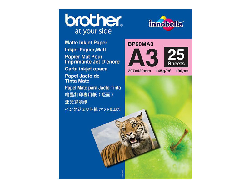 BROTHER BP60MA3 Inkjetpapier matt A3 25BL 145g/qm fuer MFC-6490CW 6890CDW BROTHER BP60MA3 Inkjetpapier matt A3 25BL 145g/qm fuer MFC-6490CW 6890CDW