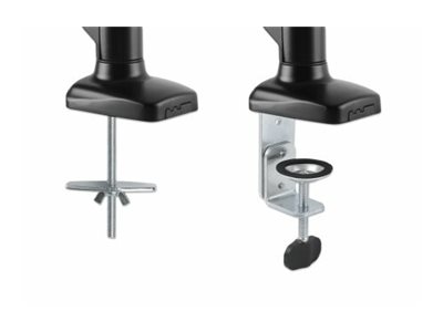 MANHATTAN Tischhalterung mit Gasdruckfeder für zwei Monitore 43,18 bis 81,28cm von 17 bis 32 Zoll und bis zu 9 kg pro Arm Aluminium