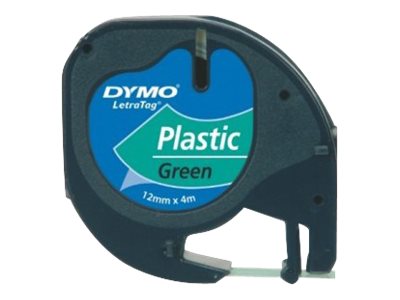 DYMO Schriftband LetraTag 91224 S0721640, 12 mm schwarz auf grÃ¼n