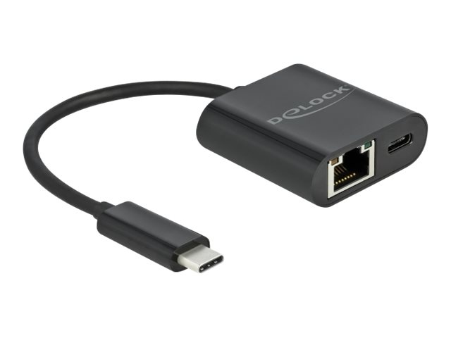 Delock USB Type-C Adapter zu Gigabit LAN 10/100/1000 Mbps mit PD schwarz