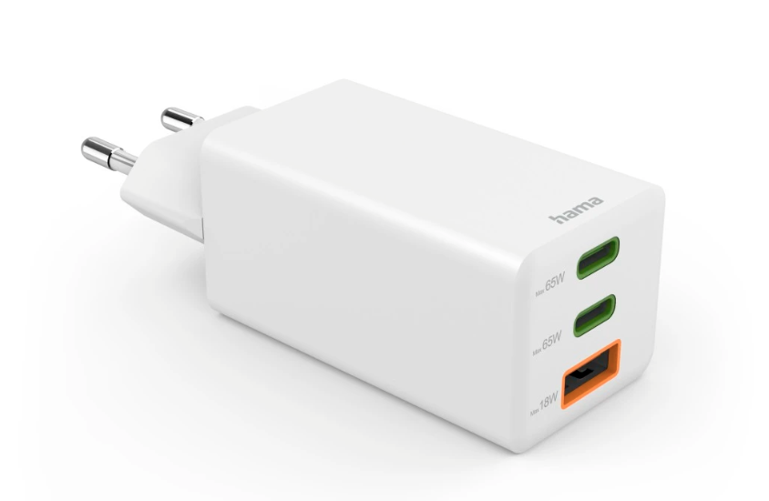 Hama USB Schnellladegerät 3 Ports, 2x USBC, 1x USBA 65 W, Ws