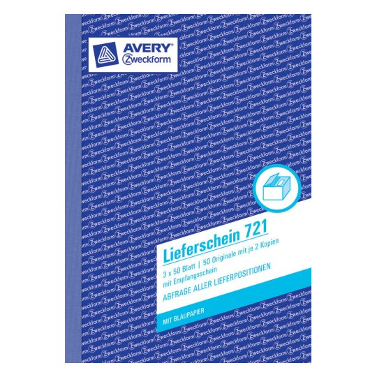 AVERY Zweckform Lieferschein mit Empfangsschein Formularbuch 721 AVERY Zweckform Lieferschein mit Empfangsschein Formularbuch 721