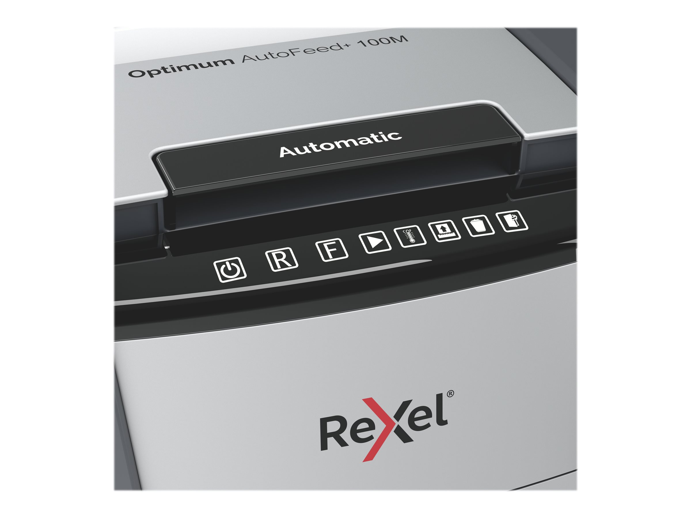 Rexel Optimum AutoFeed+ 100M Aktenvernichter mit Partikelschnitt P-5, 2 x 15 mm, bis 100 Blatt, schwarz