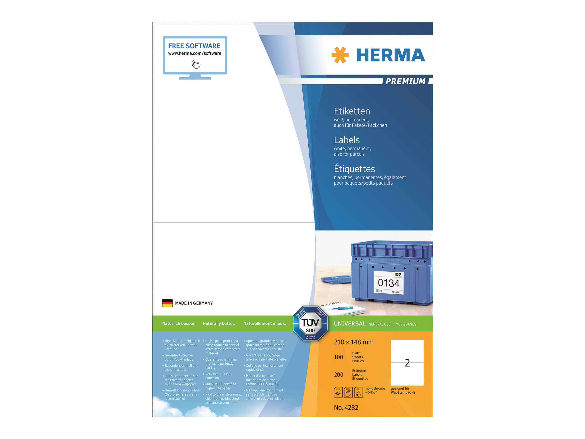 200 HERMA Etiketten 4282 weiss 210,0 x 148,0 mm 200 HERMA Etiketten 4282 weiss 210,0 x 148,0 mm