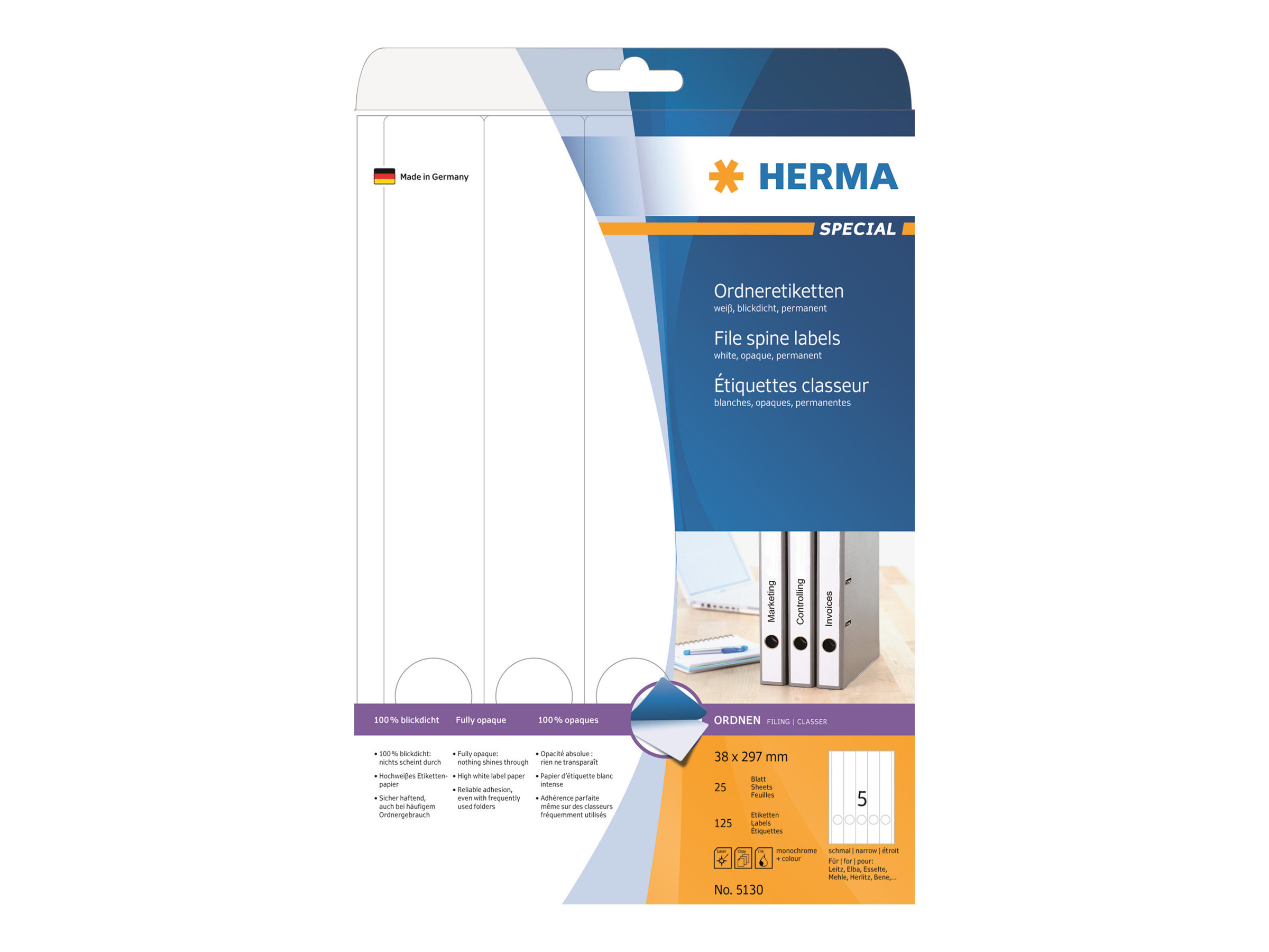 HERMA Ordneretiketten 5130 weiß, 25 Blatt