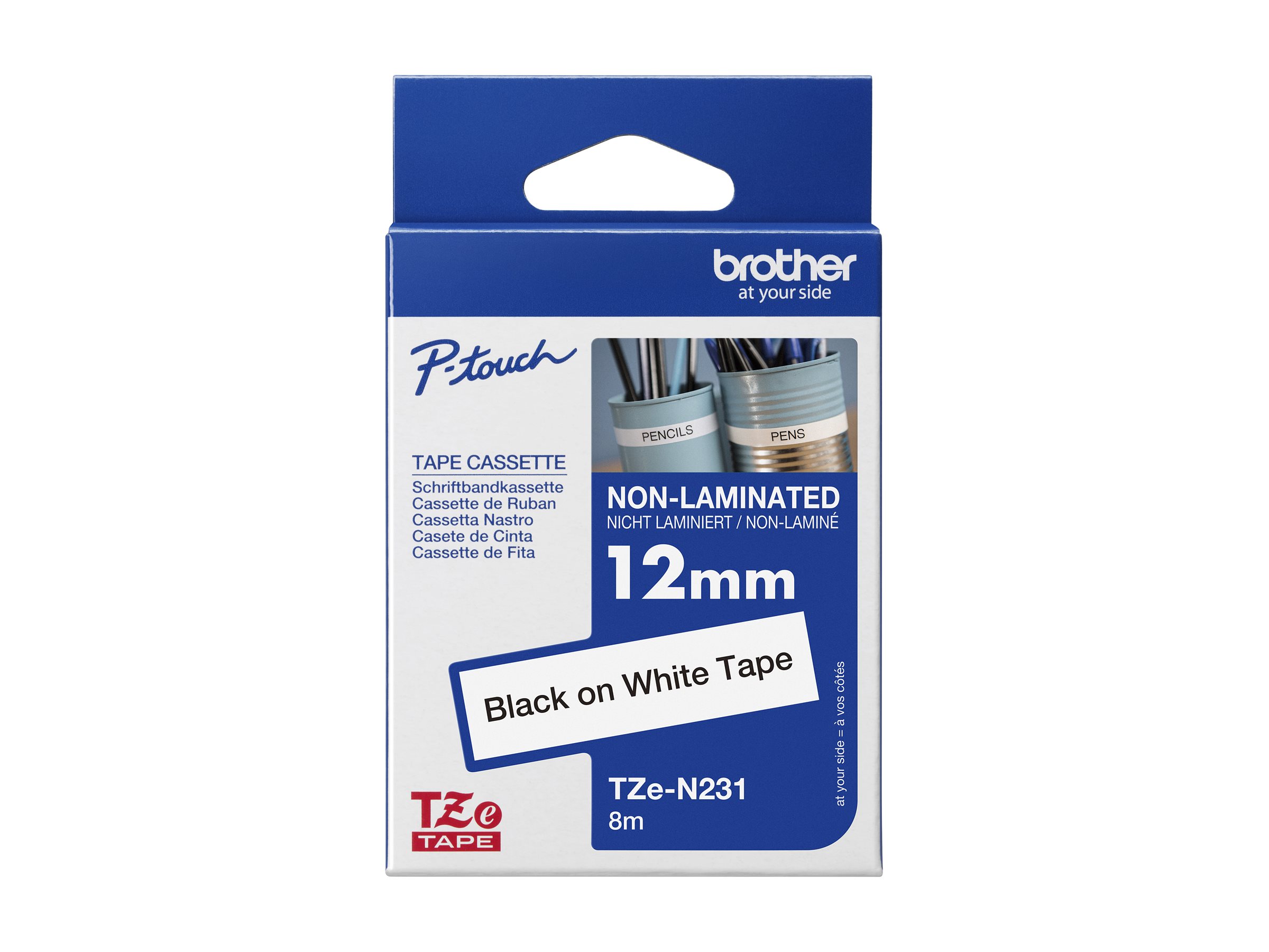 BROTHER P-Touch TZE-N231 schwarz auf weiss 12mm Stueck BROTHER P-Touch TZE-N231 schwarz auf weiss 12mm Stueck