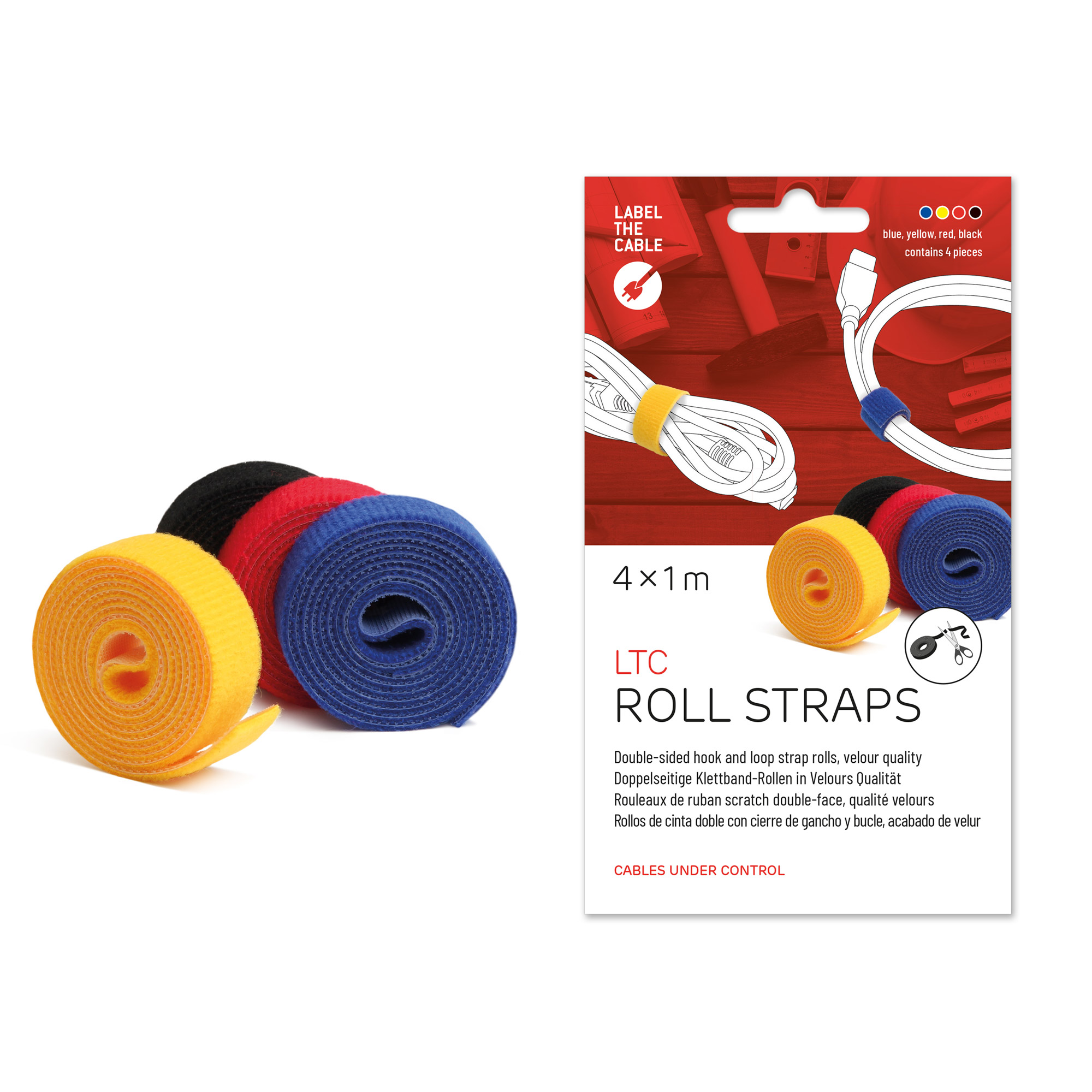 4 LABEL THE CABLE Klettband ROLL STRAPS farbsortiert