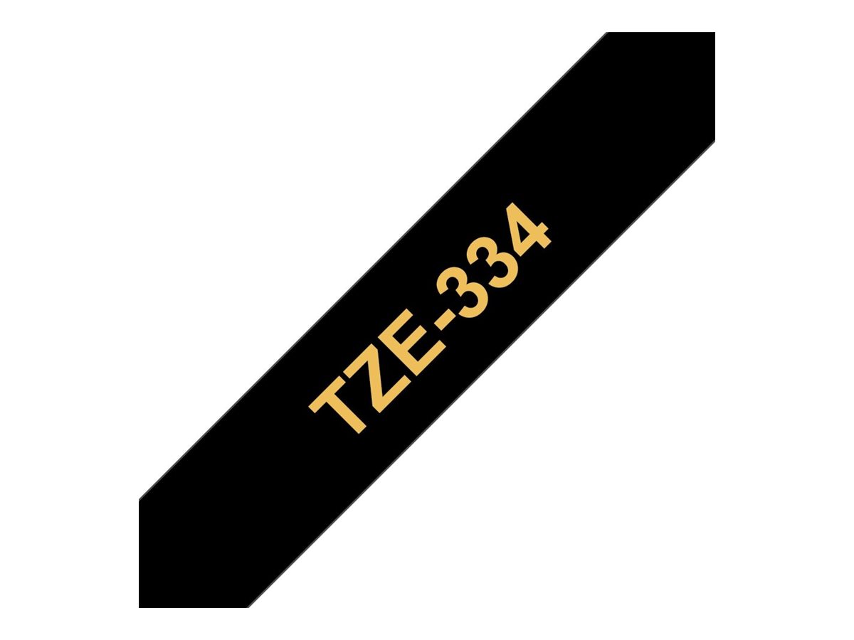 Schriftband TZe334 lam Gold auf Schwarz 12mm x 8m