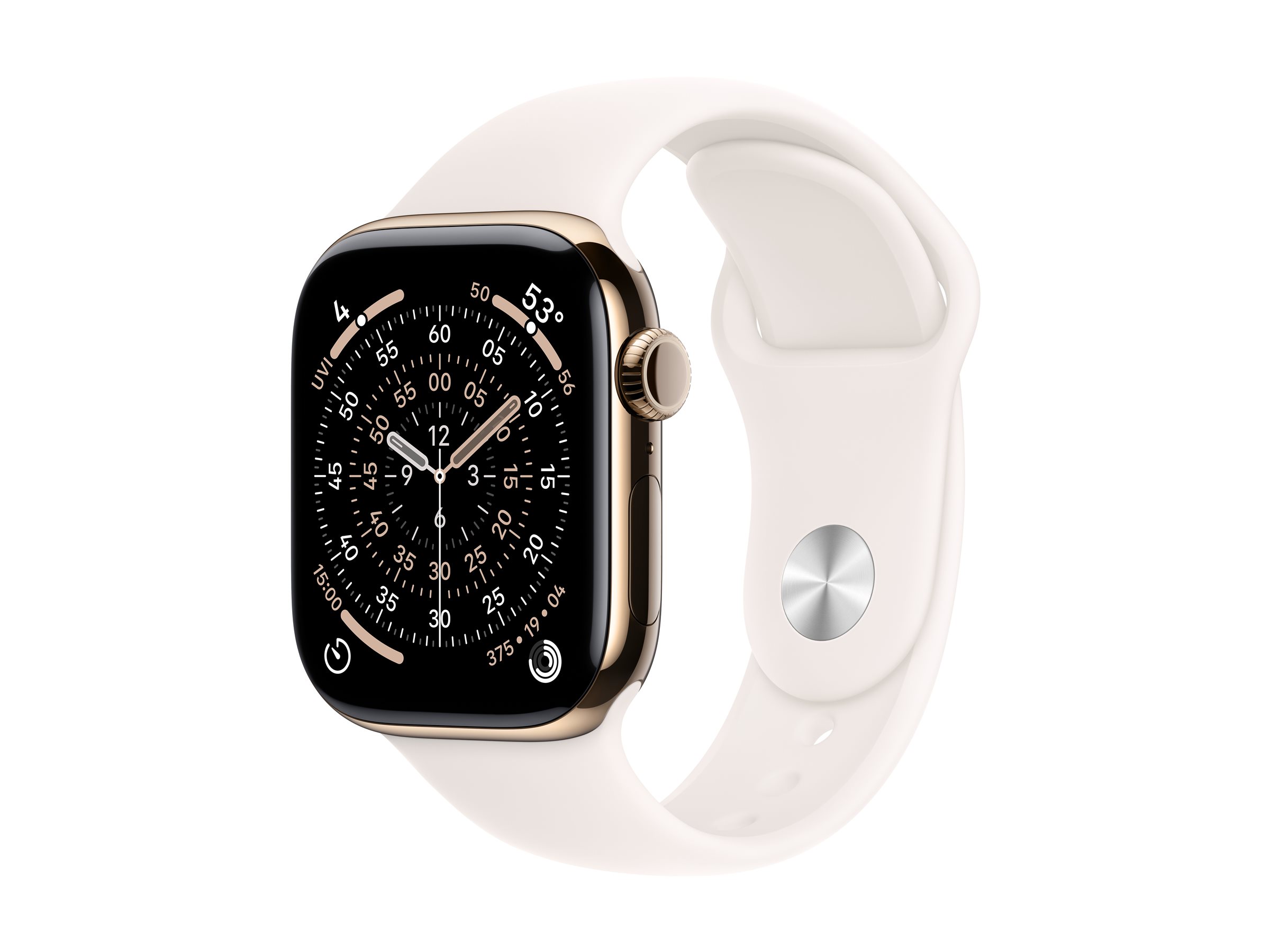 Apple Watch S11 Titan Gold Cellular 42mm Sportarmband blassrosa SM