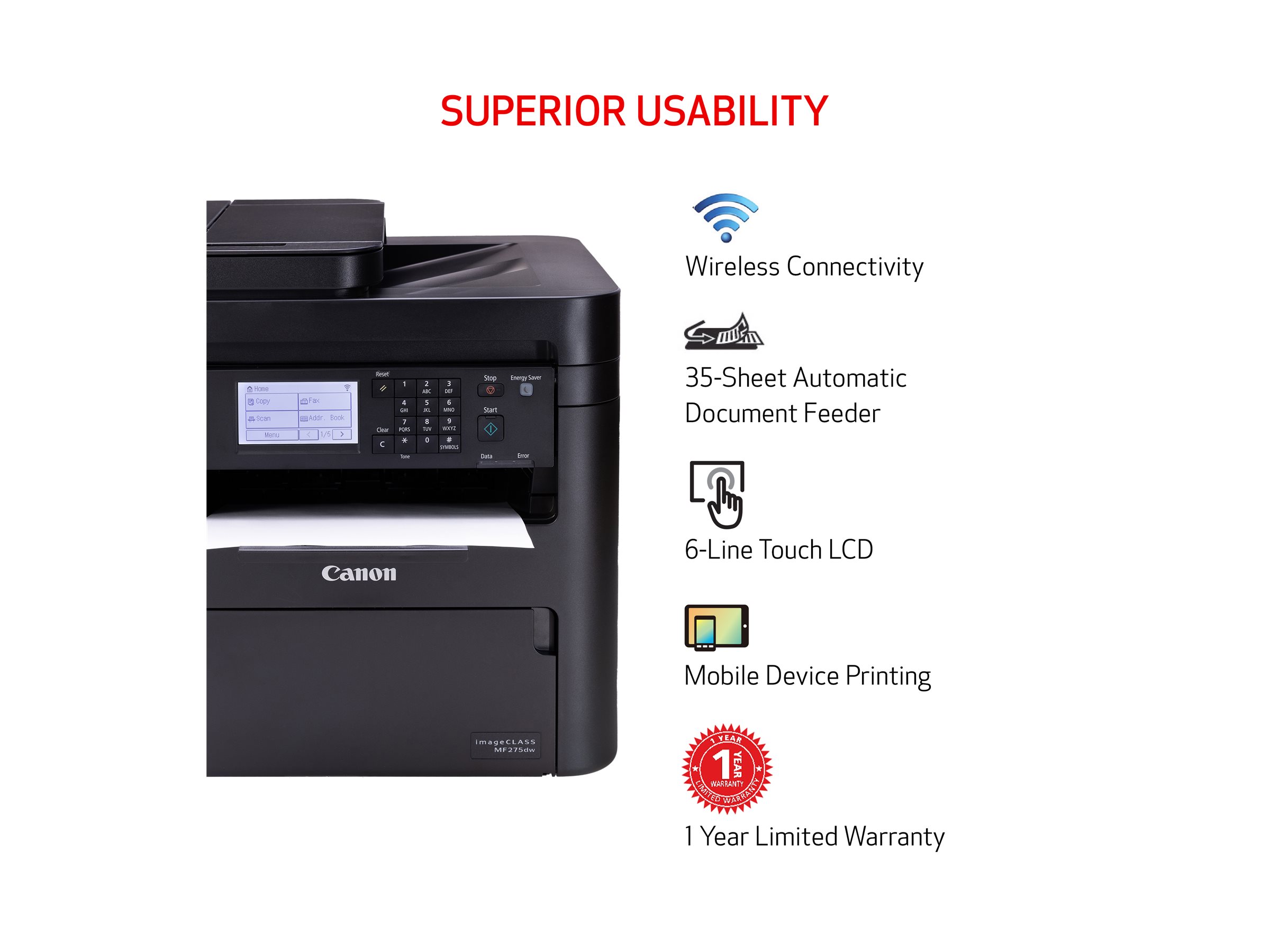Canon i-SENSYS MF275dw 4 in 1 Laser-Multifunktionsdrucker schwarz