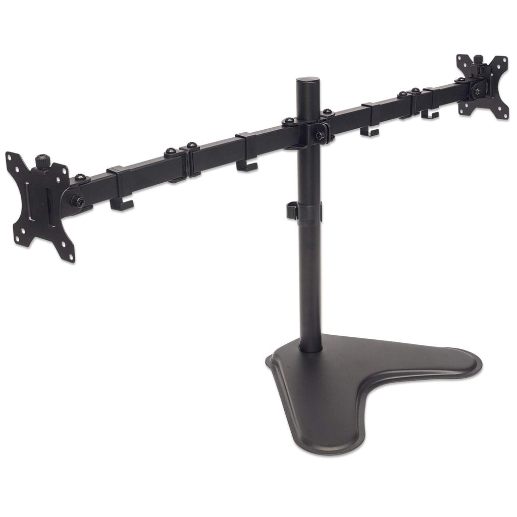 MANHATTAN Standfuss mit Monitorarm fuer 2 Monitore 33,0281,28cm 13Z bis 32Z bis zu 8kg zweifach schwenkbar schwarz
