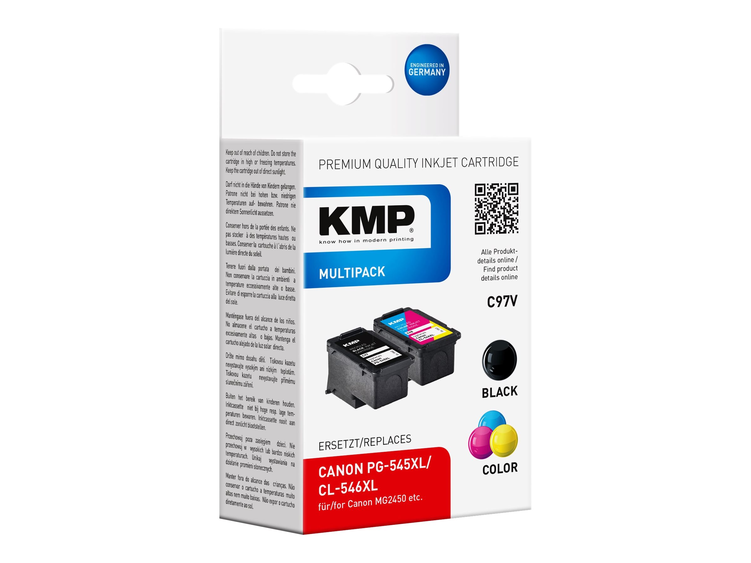 KMP C97V  schwarz, color DruckkÃ¶pfe kompatibel zu Canon PG-545XL + CL-546XL, 2er-Set
