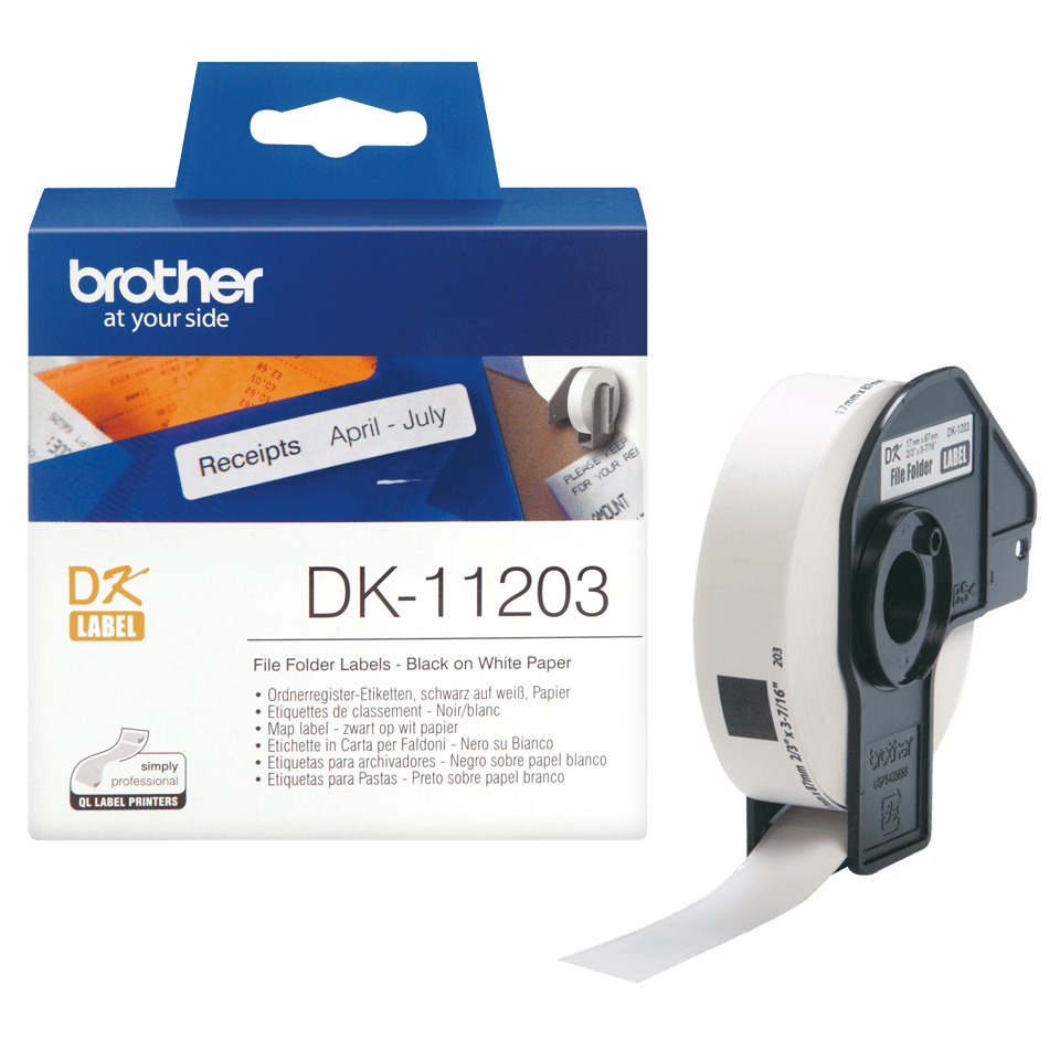 brother Etikettenrolle für Etikettendrucker DK11203 weiß, 17,0 x 87,0 mm, 1 x 300 Etiketten