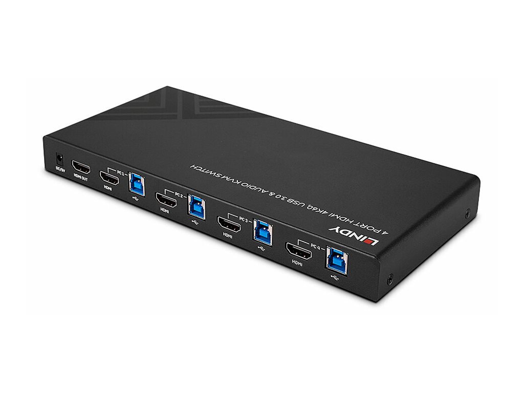 LINDY 4 Port HDMI 4K60 USB 3.0 & Audio KVM Switch