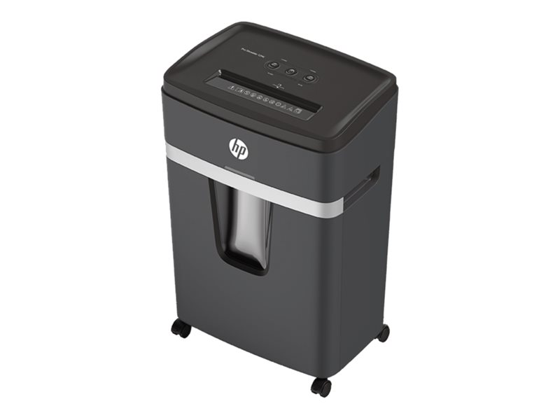HP Pro Shredder 12MC Aktenvernichter mit Partikelschnitt P-5, 2 x 15 mm, bis 12 Blatt, schwarz