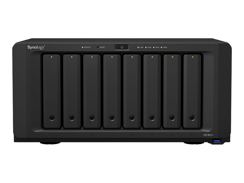 SYNOLOGY DS1821+ 8-Bay NAS AMD Ryzen Embedded V1500B quad-core 2.2GHz 4GB DDR4 up to 32GB 4xUSB 3.2 Gen 1 2xeSATA