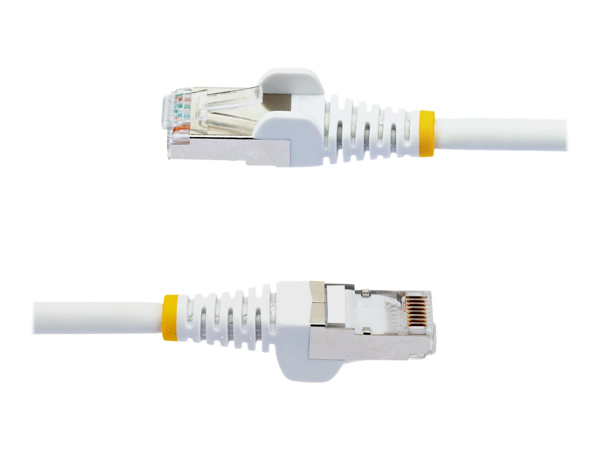 STARTECHCOM 2m CAT6a Ethernet Cable White Low Smoke Zero Halogen LSZH 10GbE 100W PoE SFTP Snagless RJ45 Network Patch Cord