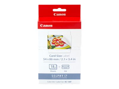 CANON KC-18IF Foto sticker inkjet 54x86mm 18 Blatt 10er-Pack with ink cassette for CP-100 CANON KC-18IF Foto sticker inkjet 54x86mm 18 Blatt 10er-Pack with ink cassette for CP-100