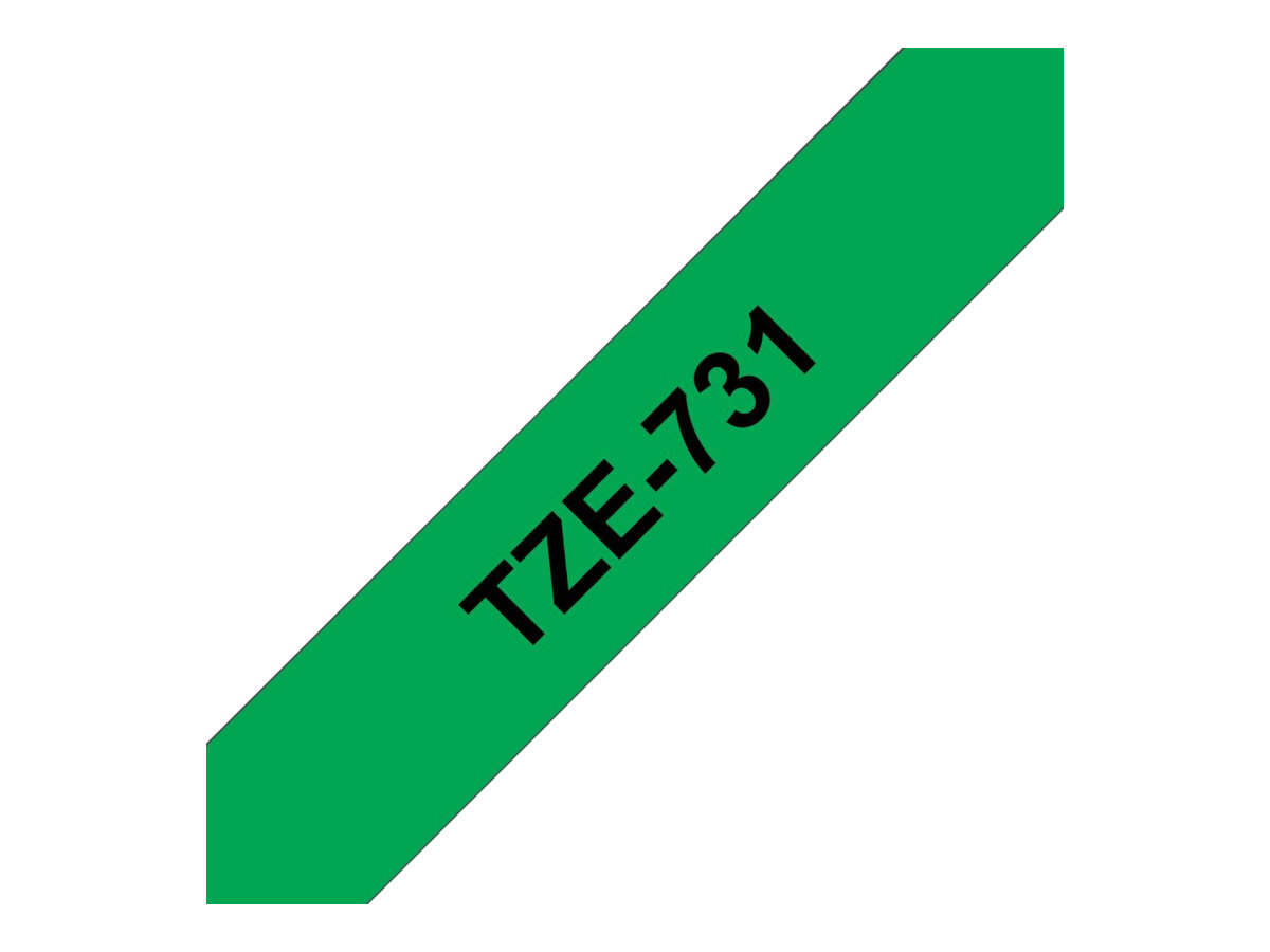 Brother TZe-731 - Schwarz auf Grün - Rolle (1,2 cm x 8 m)