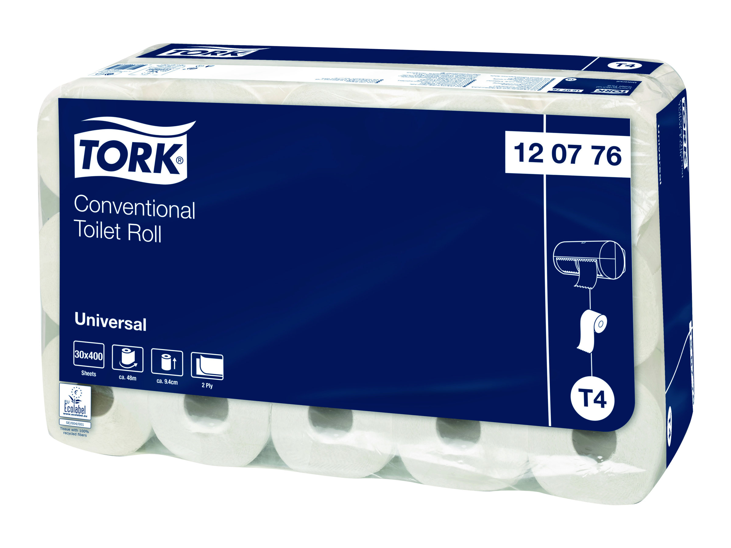 TORK Toilettenpapier T4 Universal 2-lagig Recyclingpapier, 30 Rollen