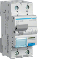 Hager FI/LS-Schalter ADA566D 1polig+N 10kA C16A 0,03A A Hager FI/LS-Schalter ADA566D 1polig+N 10kA C16A 0,03A A
