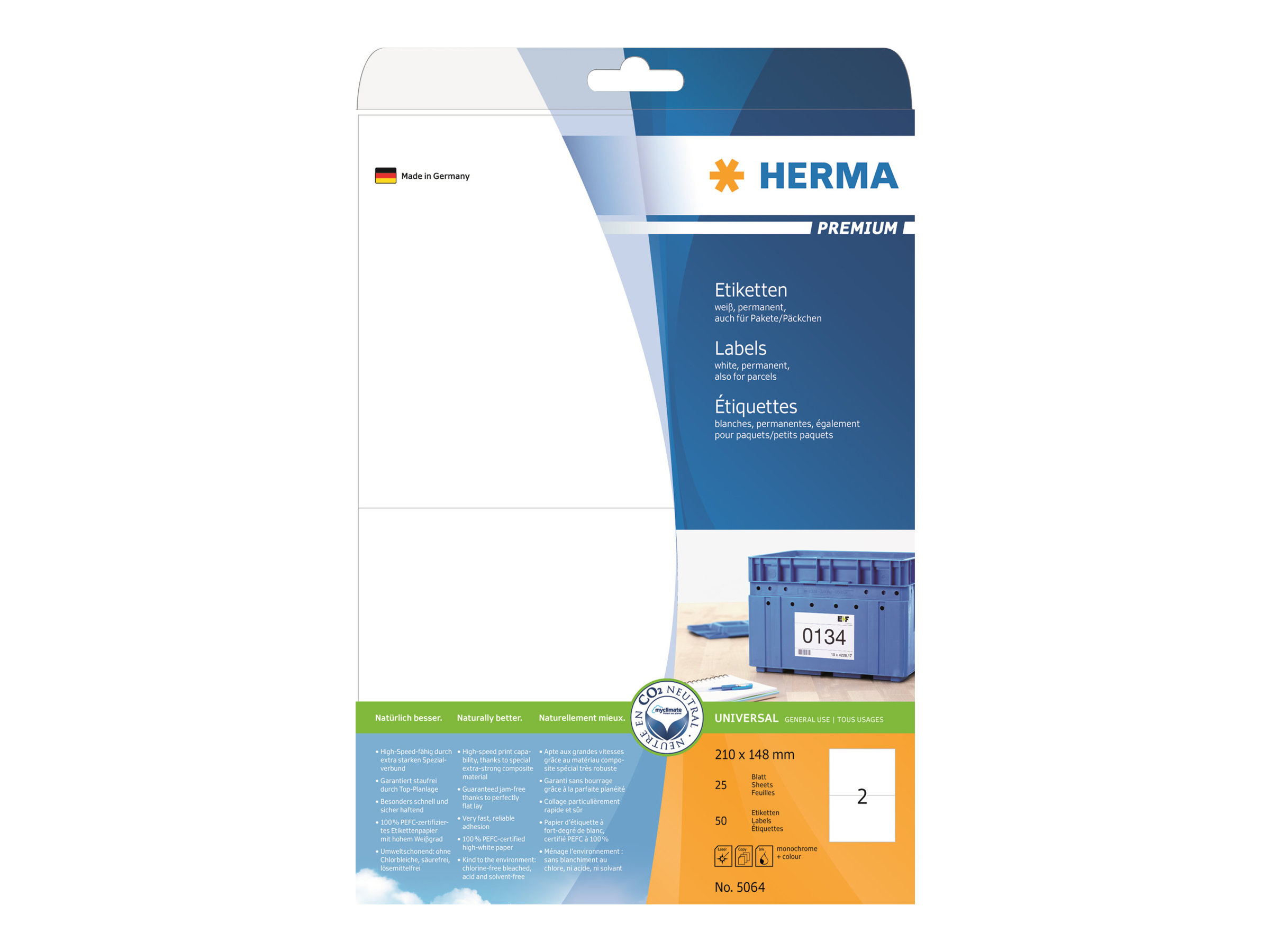 50 HERMA Etiketten 5064 weiss 210,0 x 148,0 mm 50 HERMA Etiketten 5064 weiss 210,0 x 148,0 mm
