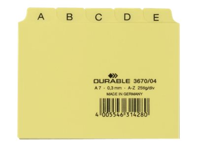DURABLE Karteikartenregister A-Z gelb DURABLE Karteikartenregister A-Z gelb
