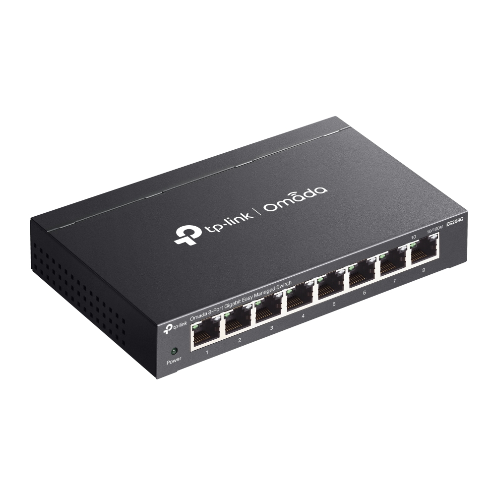 TPLINK ES208G Omada 8Port Gigabit Easy Managed Switch 8x 101001000Mbps RJ45 luefterlos Metallgehaeuse desktoprack mounting