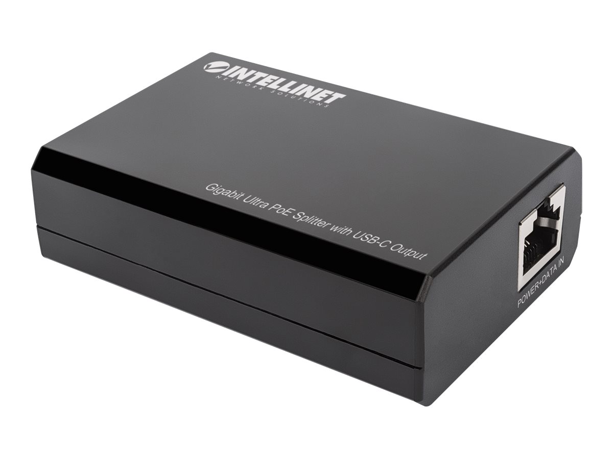 INTELLINET Gigabit Ultra PoE-Splitter mit USB-C Ausgang IEEE 802.3bt/at/af-konform RJ45 45W Kunststoffgehaeuse INTELLINET Gigabit Ultra PoE-Splitter mit USB-C Ausgang IEEE 802.3bt/at/af-konform RJ45 45W Kunststoffgehaeuse
