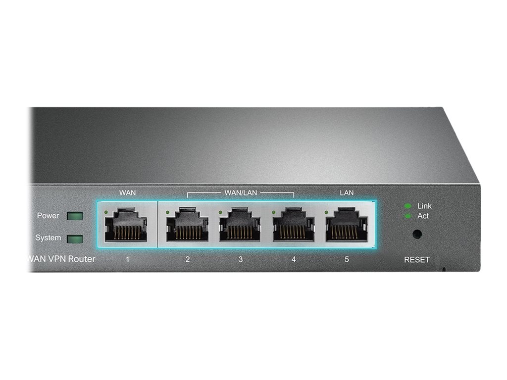 TP-LINK ER605 Omada Gigabit Multi-WAN VPN Router 1× Gigabit WAN 2× Gigabit WAN/LAN 2× Gigabit LAN 1x USB 2.0 VPN