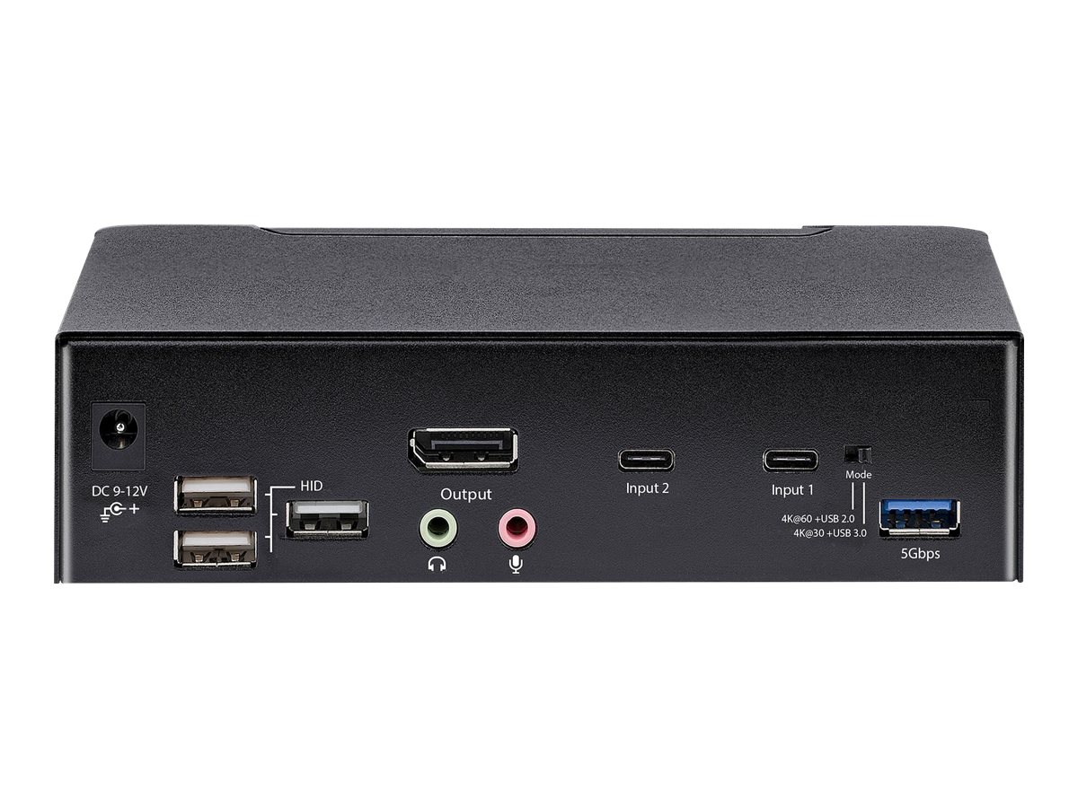 STARTECHCOM 2 Port USB C KVM Switch KVM Umschalter mit 4K 60Hz DisplayPort Thunderbolt 34 und USB C DP Alt Mode Audio USB A Hub