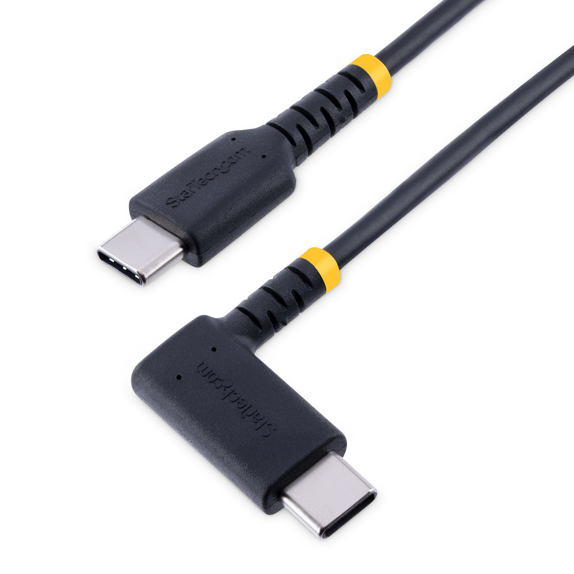 STARTECHCOM 6in 15cm USB C Charging Cable Right Angle 60W PD 3A Heavy Duty Fast Charge USBC Cable Durable Rugged Aramid Fiber